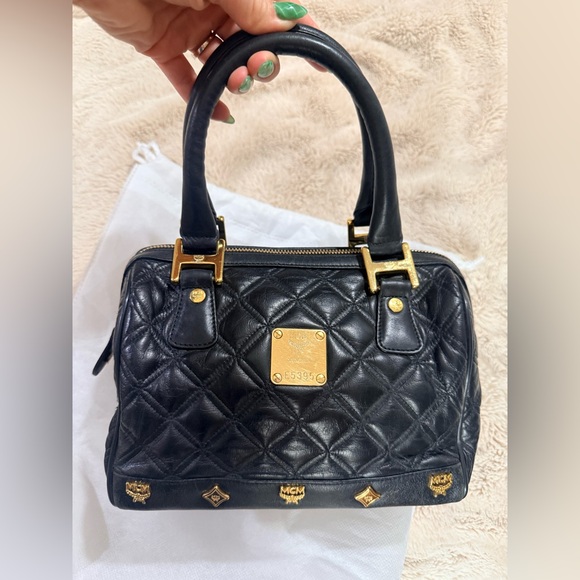 MCM Handbags - MCM Small Black Quilted Boston Handbag
